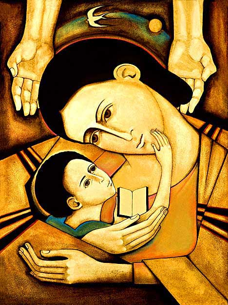 Mother and Child Reading the Word